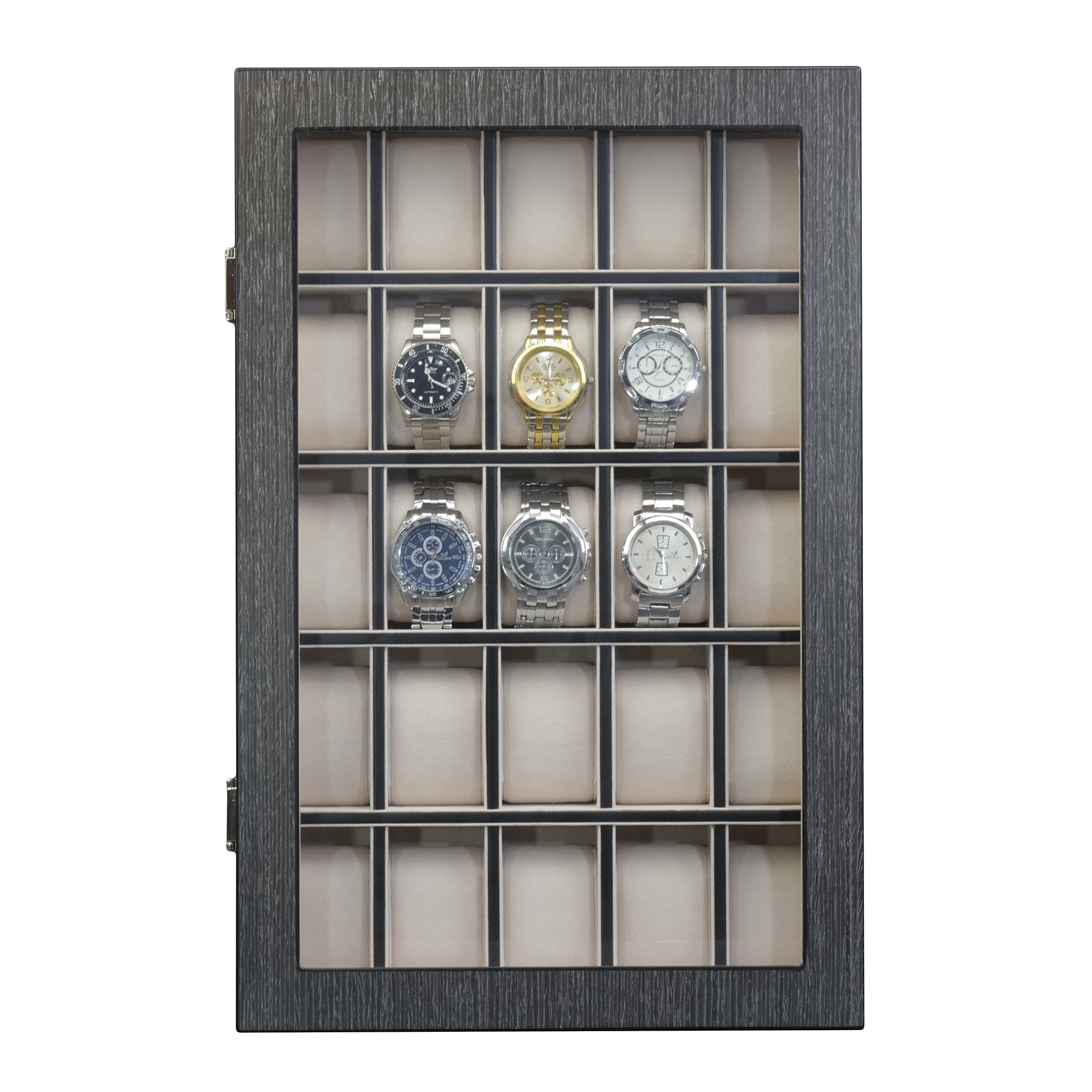 Luxury Wall-Mounted Wooden Watch Display Cabinet for 25 Watches - Buy ...